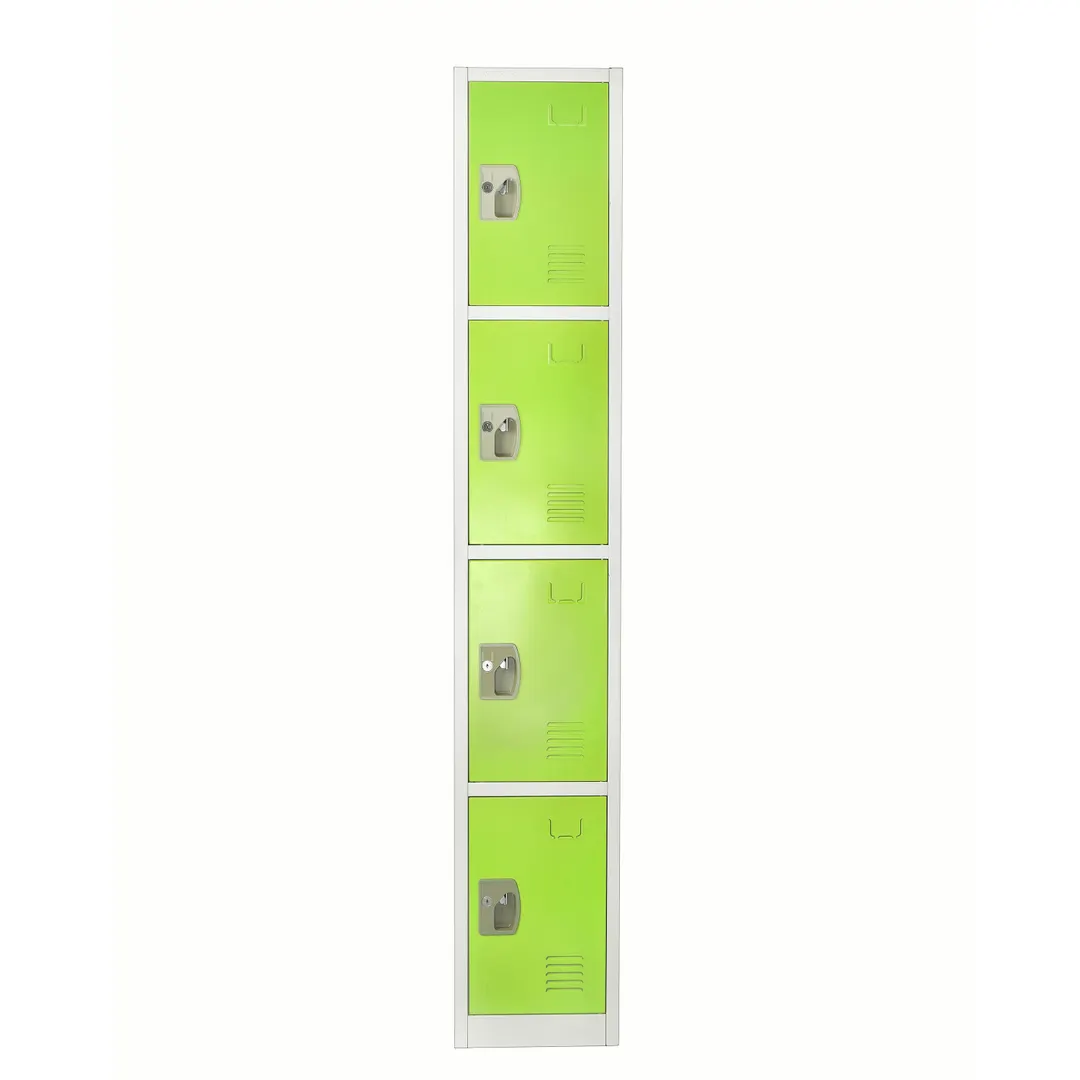 Alpine Industries ADI629-204-GRN Green Steel Storage Locker w/ 4 Doors, 4 Hooks - 72" H x 12" 