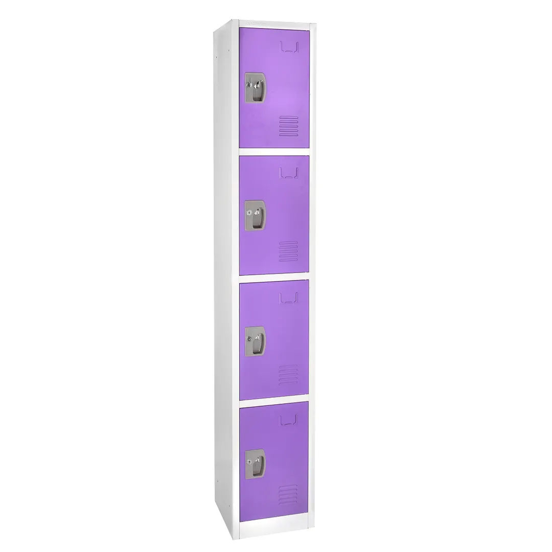 Alpine Industries ADI629-204-PUR Purple Steel Storage Locker w/ 4 Doors, 4 Hooks - 72" H x 12" 