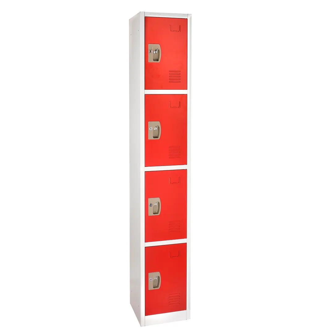 Alpine Industries ADI629-204-RED Red Steel Storage Locker w/ 4 Doors, 4 Hooks - 72" H x 12" 