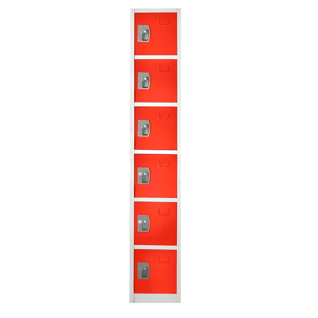 Alpine Industries ADI629-206-RED Red Steel Storage Locker w/ 6 Doors, 6 Hooks - 72" H x 12" 