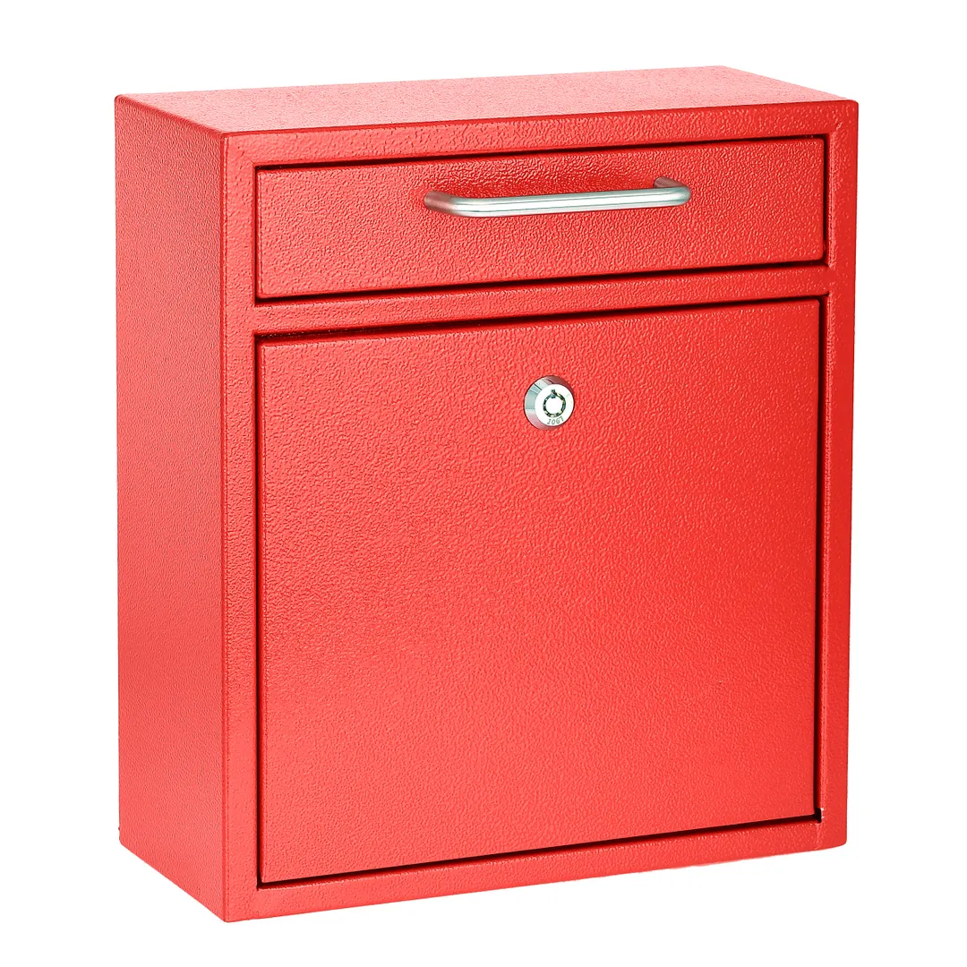 Alpine Industries ADI631-05-RED Mailbox, 10-4/10" X 4-1/2" X 12"H, Wall Mountable, w/ Key Lock