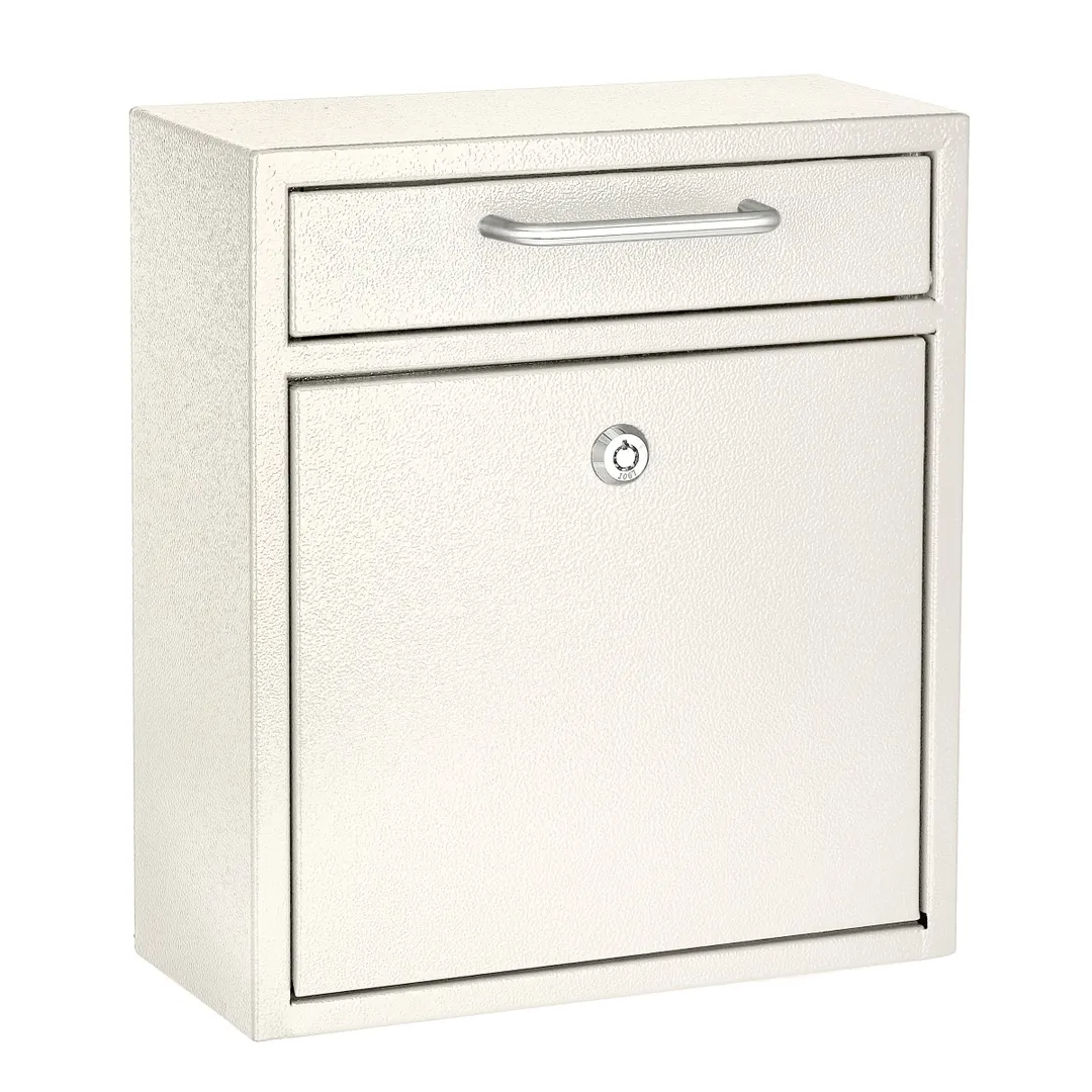 Alpine Industries ADI631-05-WHI Mailbox, 10-4/10" X 4-1/2" X 12"H, Wall Mountable, w/ Key Lock