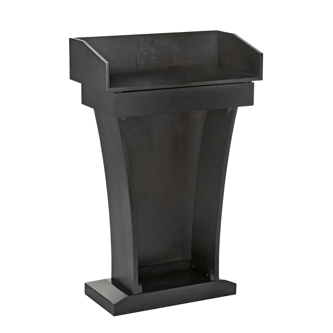 Alpine Industries ADI661-012-BLK Stand-Up Podium Lectern, Floor Model, Wood, Black Finish, With Drawer
