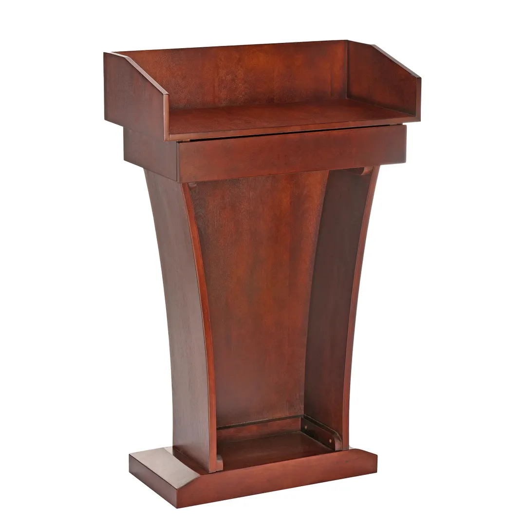 Alpine Industries ADI661-012-CH Stand-Up Podium Lectern, Floor Model, Wood, Cherry Finish, With Drawer