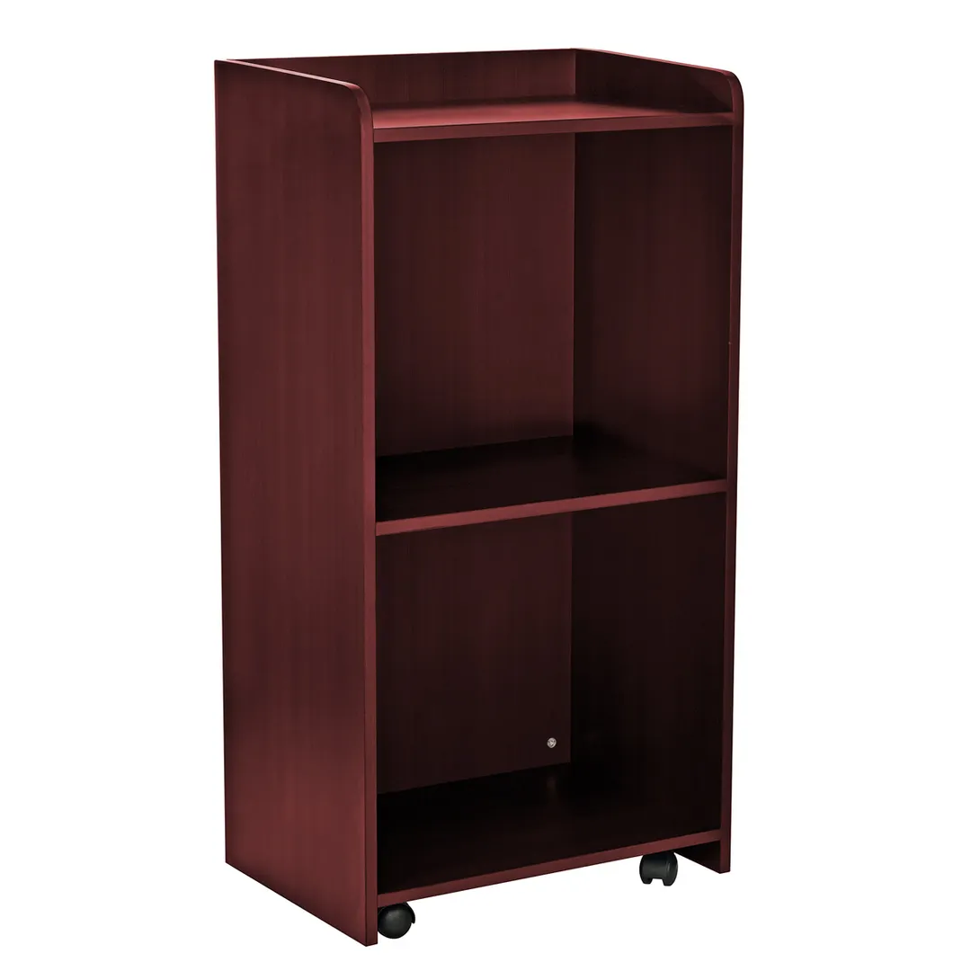 Alpine Industries ADI661-07-MA Mobile Hostess Stand with Wheels, Mahogany Finish, 1 Shelf