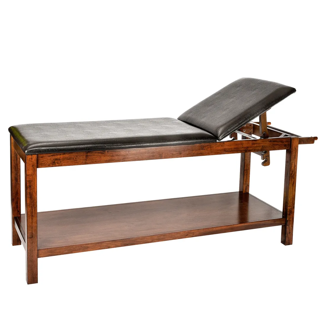 Alpine Industries ADI996-03-MA Medical Exam Table, Mahogany Wood, Flat Top, 2" Foam Padding, Shelf