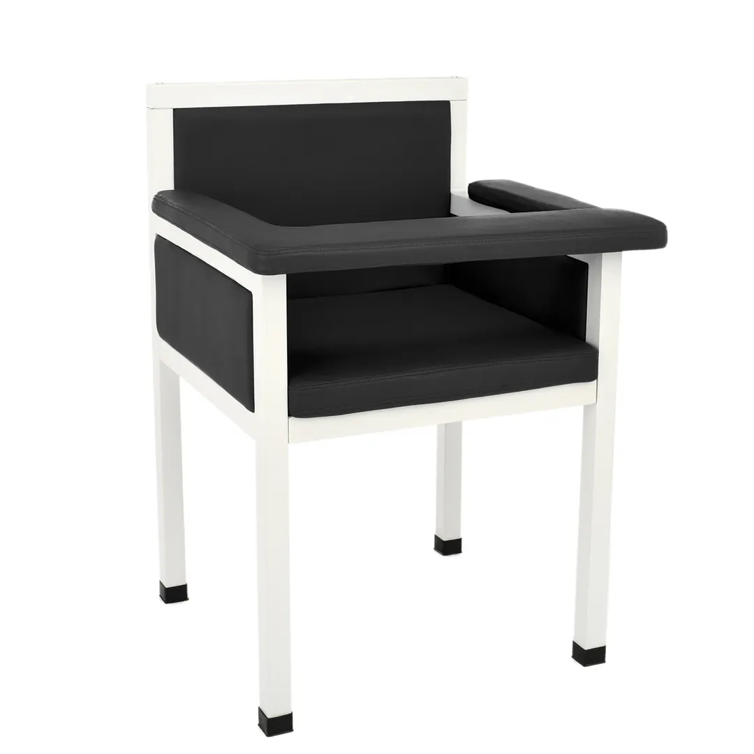 Alpine Industries ADI997-02-BLK Padded Blood Drawing Chair with Arms, Black Polyurethane Upholstery, Steel Frame