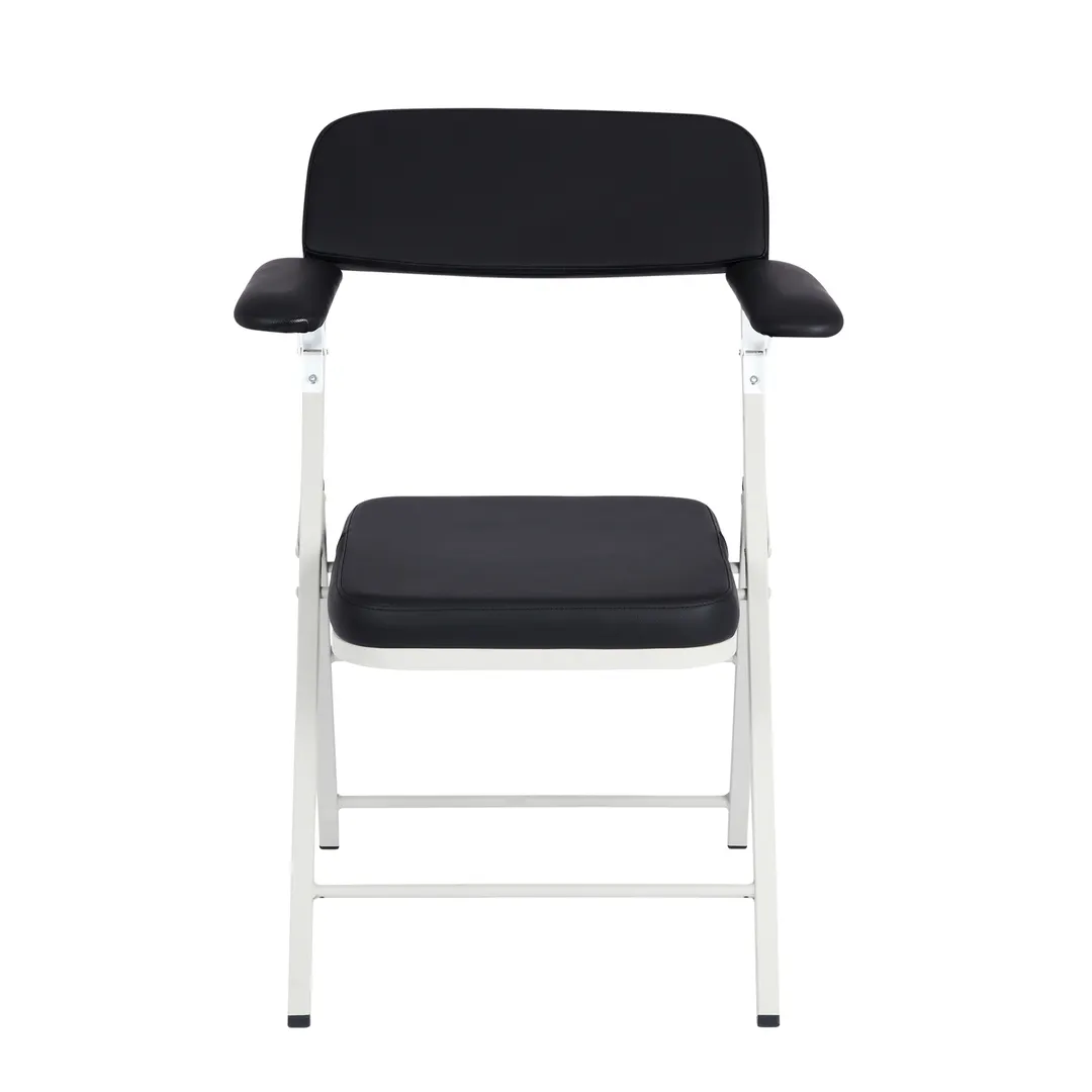 Alpine Industries ADI997-03-BLK Padded Blood Drawing Chair with Arms, Folding, Black Polyurethane Upholstery, Powder Coated Steel