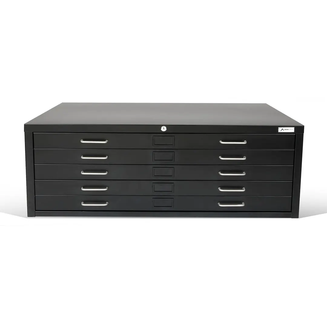 Alpine Industries ADIOF500-03 Vertical File Cabinet, 5 Drawers, Heavy Gauge Steel, Blueprint, 36x48