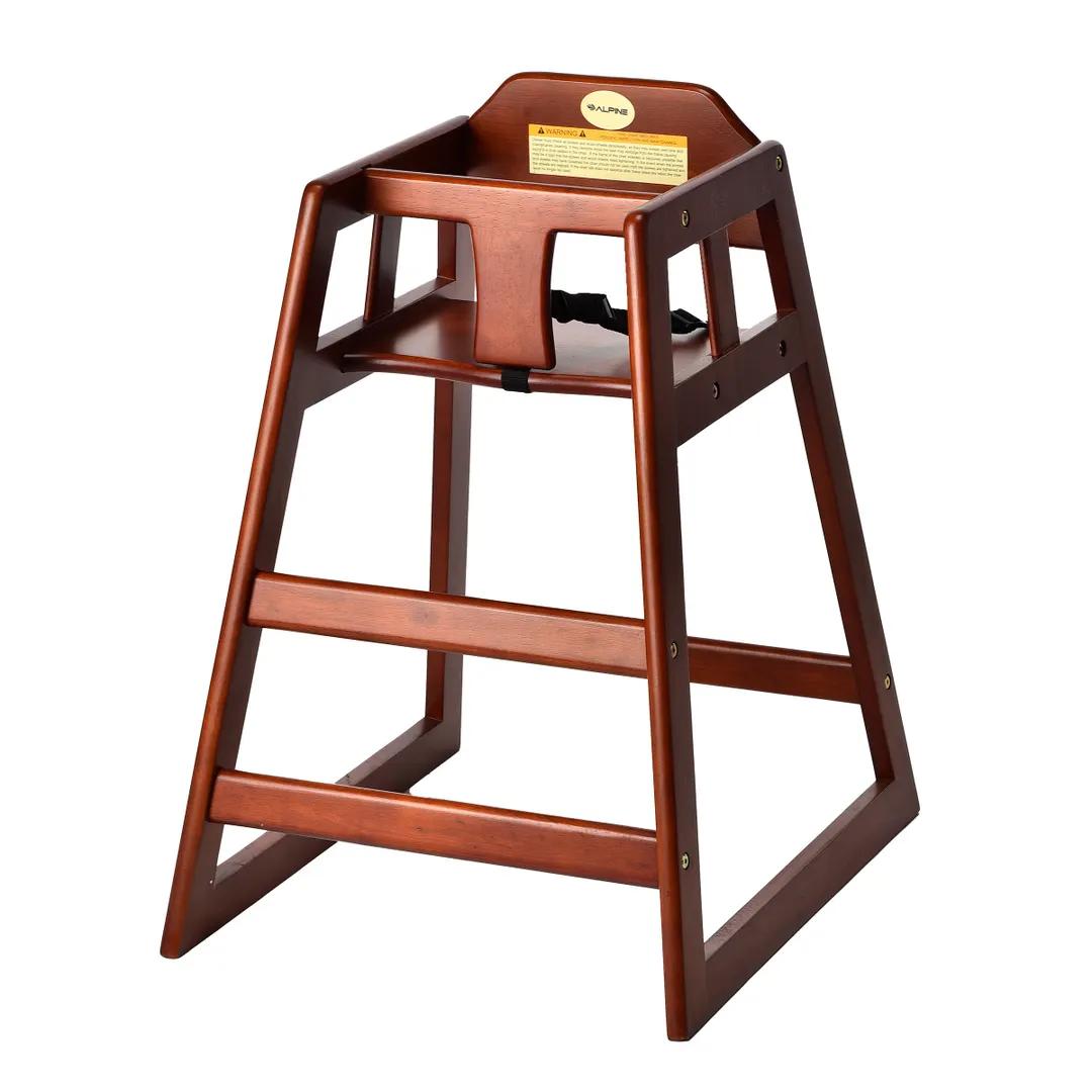 Alpine Industries ALP412-01-MA Baby High Chair, 29"H, Mahogany Finish, Wood, Wide Stance, Permanent T-bar