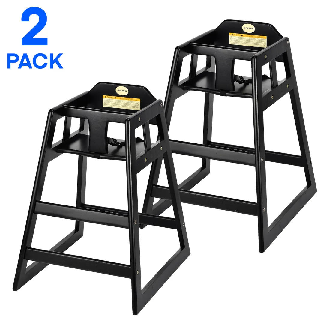 Alpine Industries ALP412-02-ESP 29"H Baby High Chair, Wood, Espresso Finish, Wide Stance, T-Bar, Restraint Belt (2-Pack)