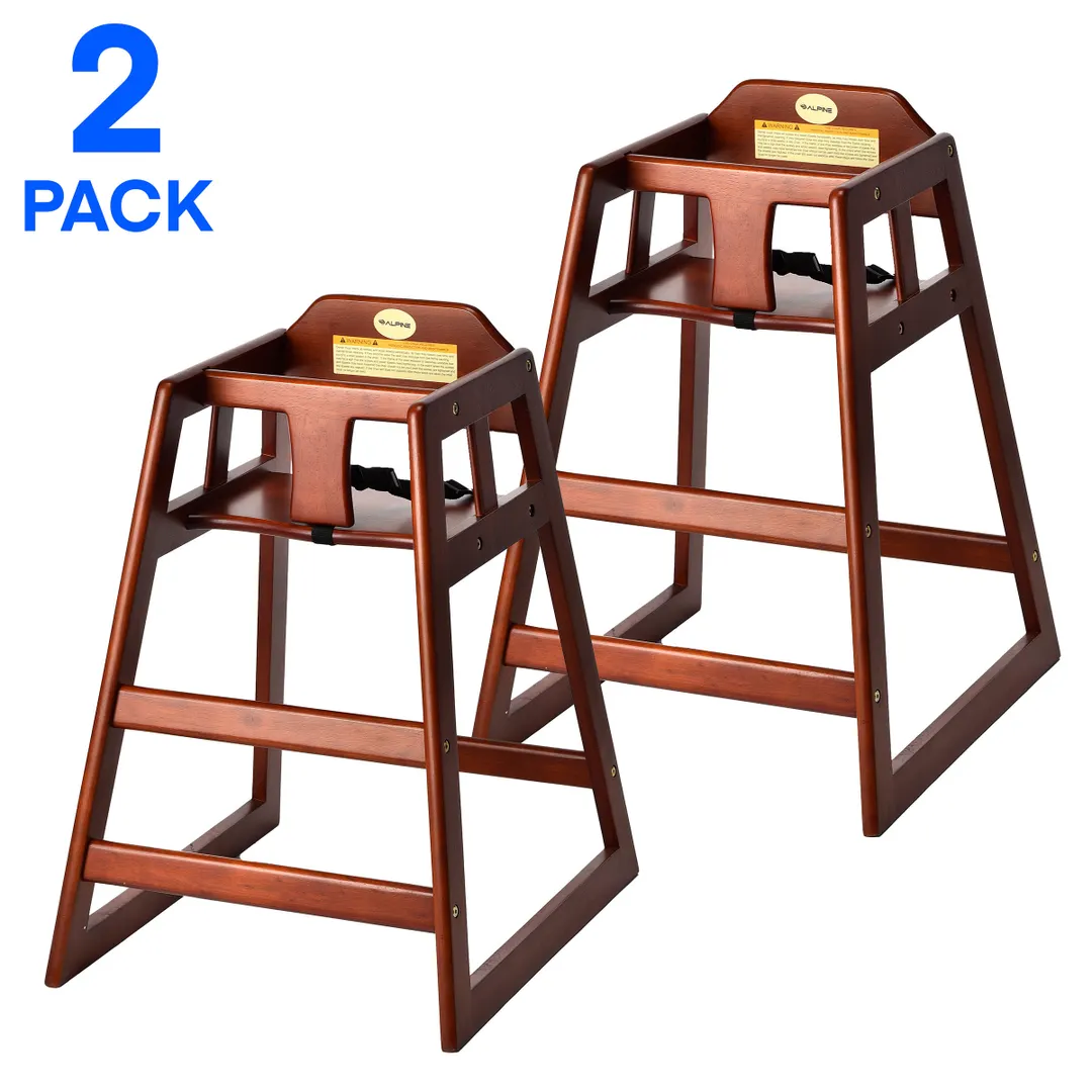 Alpine Industries ALP412-02-MA Baby High Chair, 29"H, Wood, Mahogany Finish, Permanent T-Bar, 2-Pack