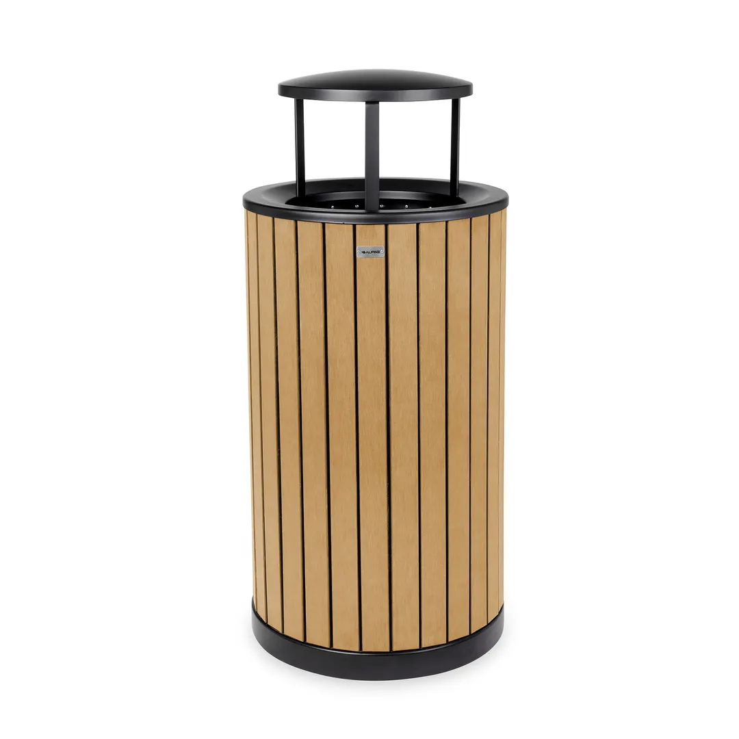 Alpine Industries ALP4400-01-CD-RB - 32 Gallon Trash Can, 20"x20"x33-7/8", Cedar Plastic, Bonnet Lid