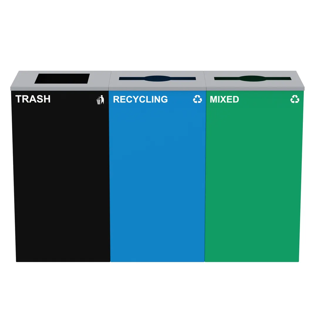 Alpine Industries ALP4450-BLK-KIT31 Metal Recycling Receptacle / Container