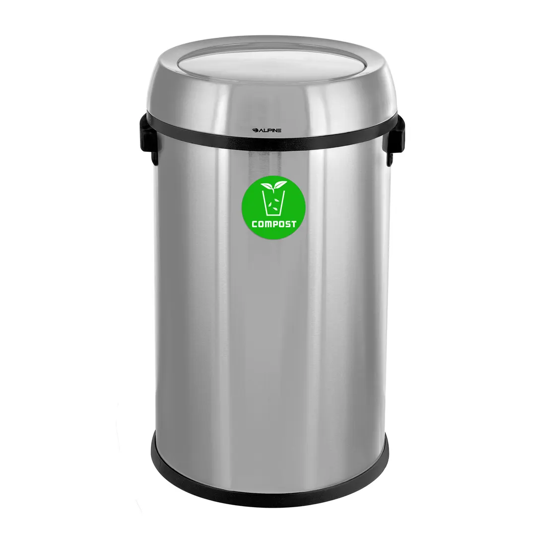 Alpine ALP470-65L-1-CO Compost Receptacle, 17 Gallon (65 L) Steel, 16½"x15.7"x27.1" ADA Compliant