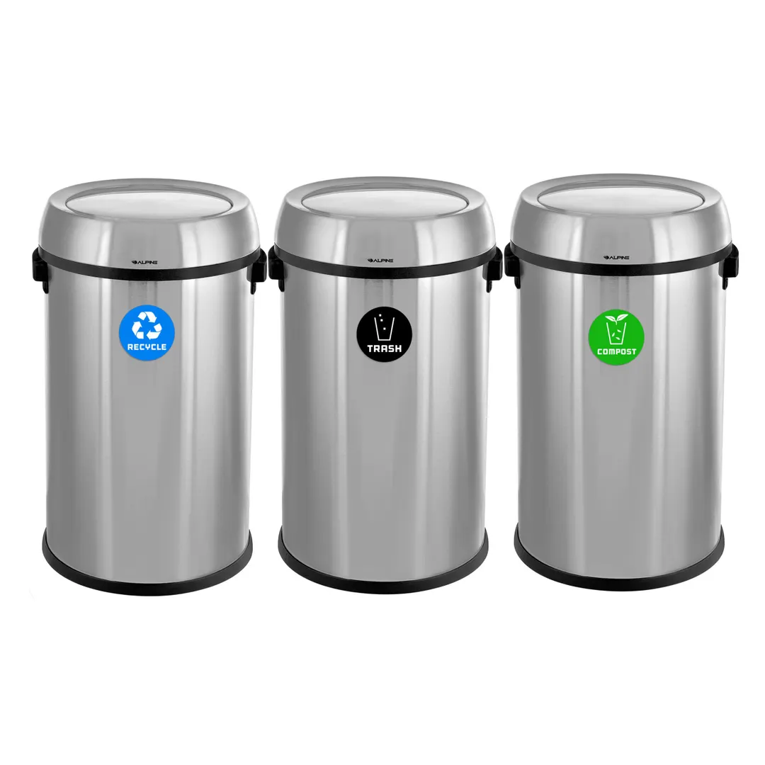 Alpine Industries ALP470-65L-1-R-T-CO Recycling with Trash & Compost Bin
