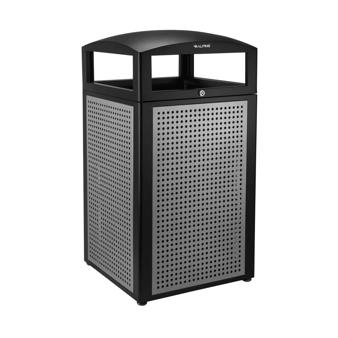Alpine Industries ALP471-40-SIL All Weather Trash Container, 40 Gal.