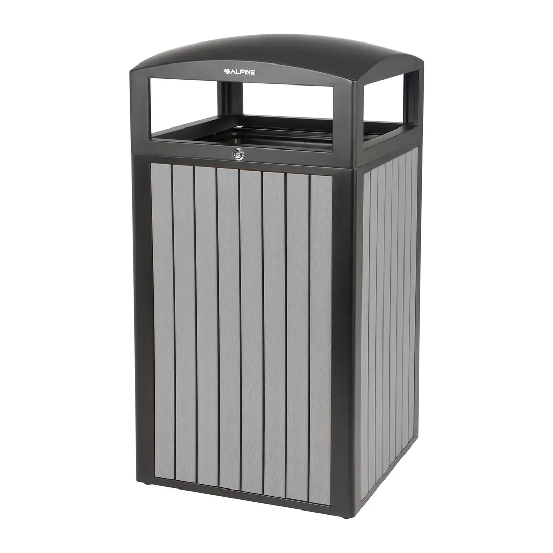 Alpine Industries ALP471-40-WD-GRY Trash Container, 40 Gallon (151 Liter)