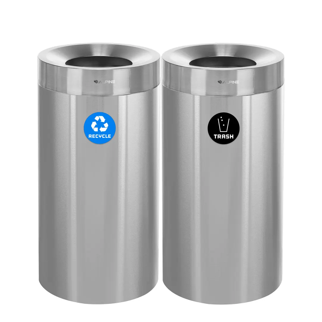 Alpine Industries ALP475-27-R-T Recycling Can with Trash Receptacle