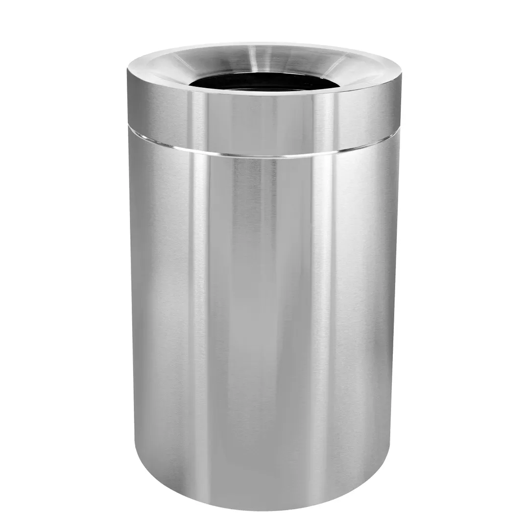 Alpine Industries ALP475-50 Trash Can, 50‑Gallon Stainless Steel, 24" x 24" x 35" Open‑Top