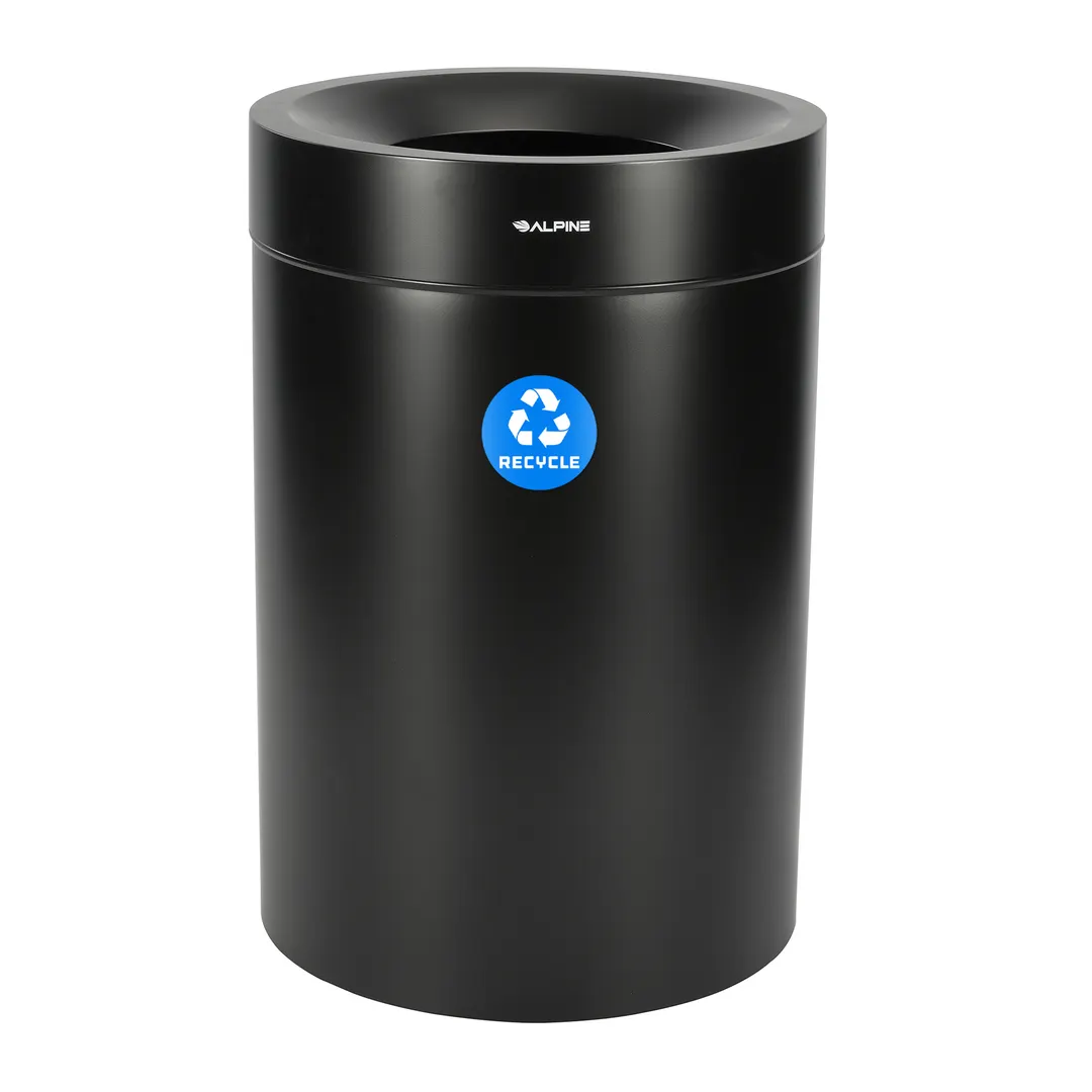 Alpine Industries ALP475-50-BLK-R Recycling Can, 50 Gallon, Stainless Steel