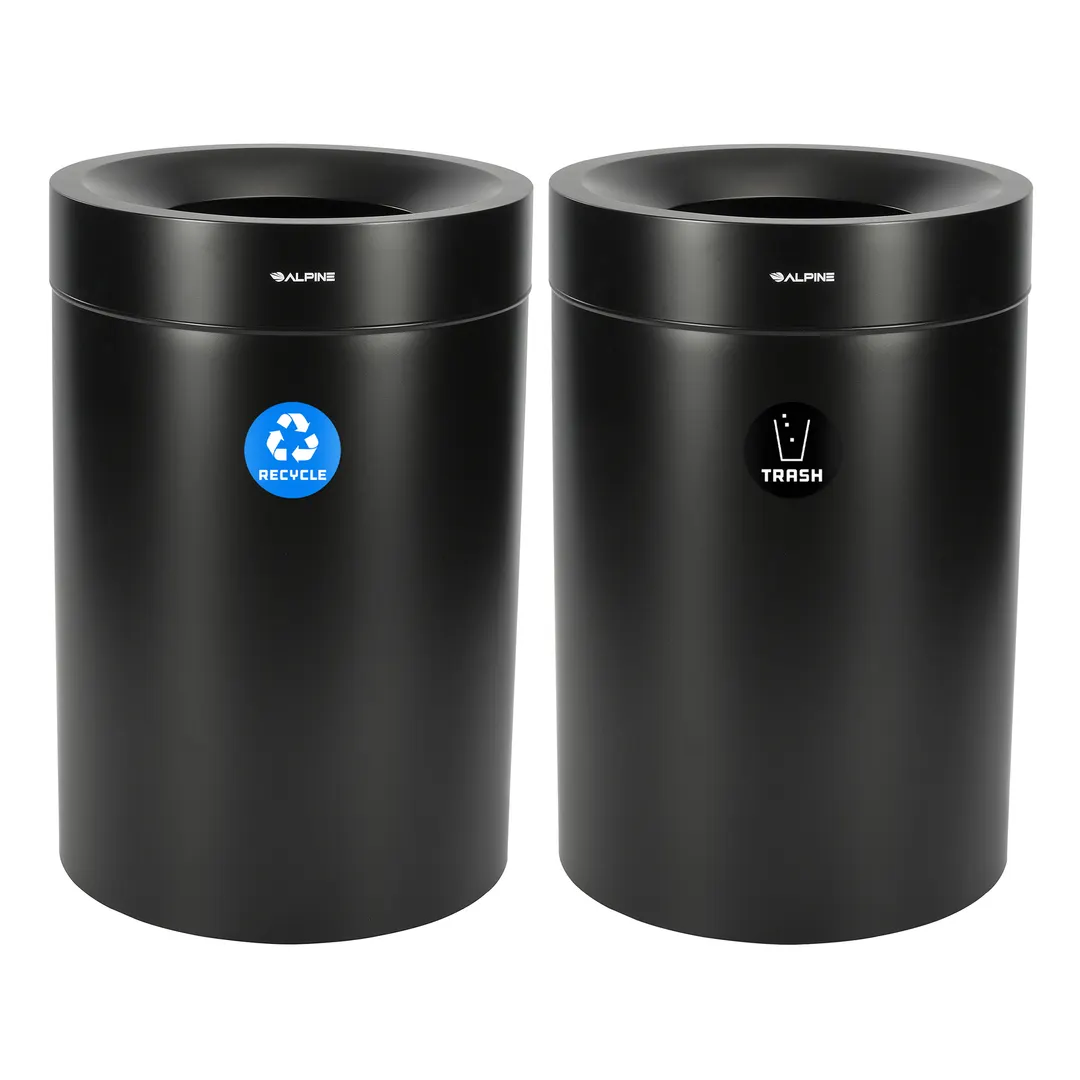Alpine Industries ALP475-50-BLK-R-T Recycling Can & Trash Receptacle, 50 Gallon