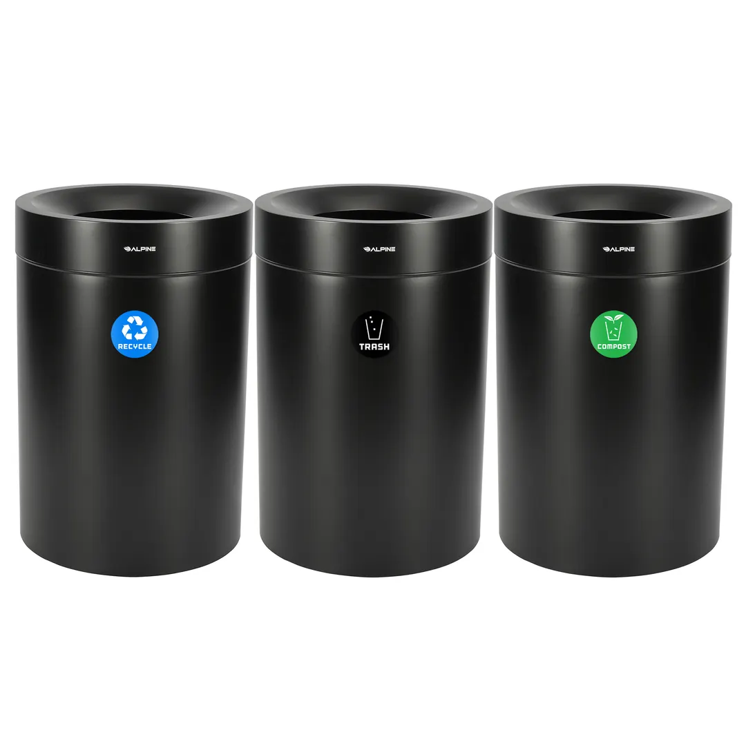 Alpine Industries ALP475-50-BLK-R-T-CO Compost Bin with Recycling Can & Trash Receptacle