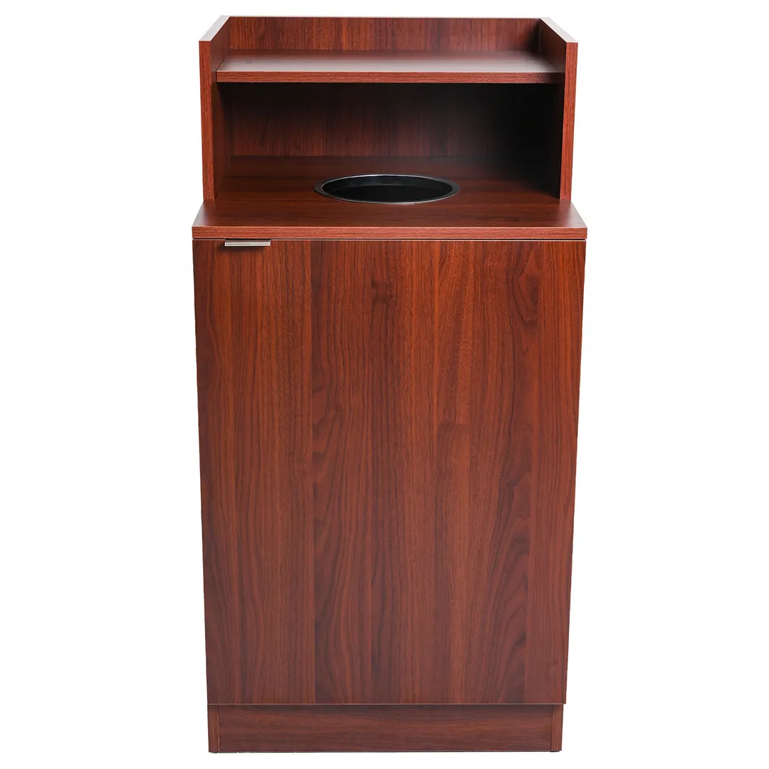 Alpine Industries ALP476-DH-MA Waste Receptacle Enclosure, Mahogany Finish, Drop Hole with Tray Shelf