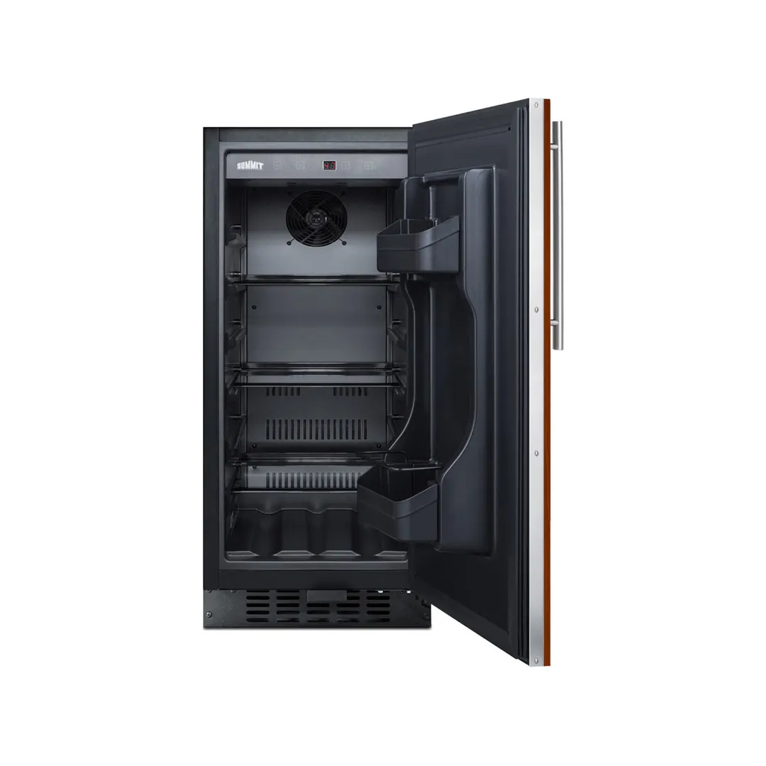 Summit ALR15BIF 15" Built-in or Freestanding Undercounter Refrigerator in Black, w/ Panel Ready Door, 2.2 cu. ft.