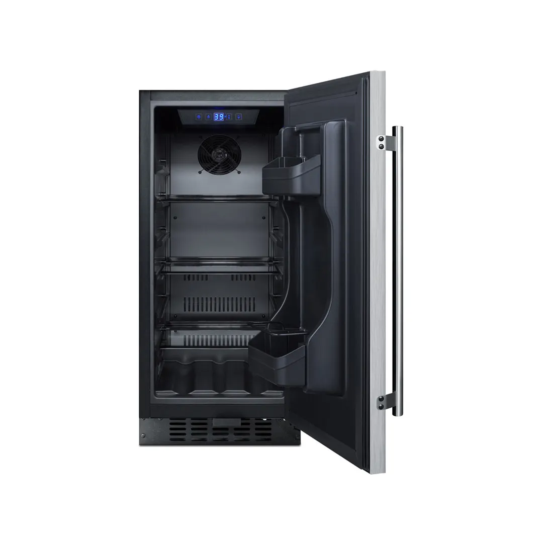 Summit ALR15BSS 15" Built-in or Freestanding Undercounter Refrigerator in Black, w/ Stainless Steel Door, 2.2 cu. ft.