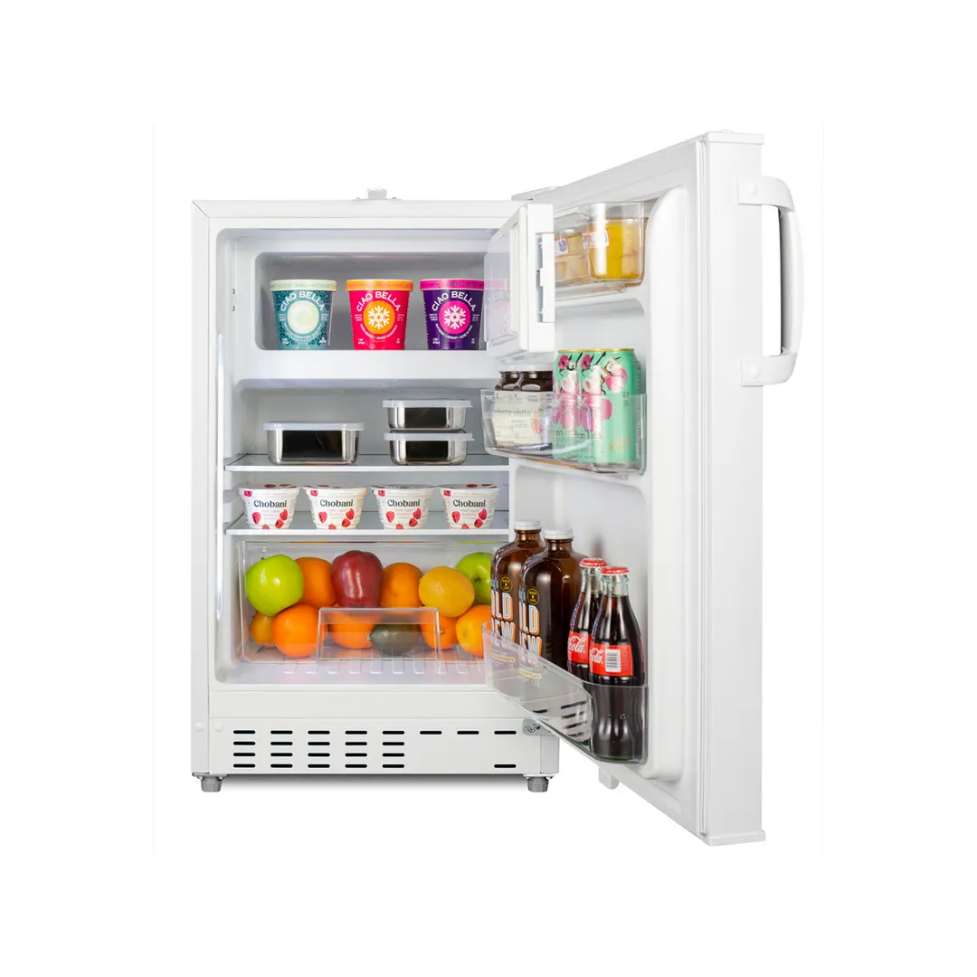 Summit ALRF48 20" Built-in or Freestanding Undercounter Refrigerator Freezer in White, 2.68 cu. ft.