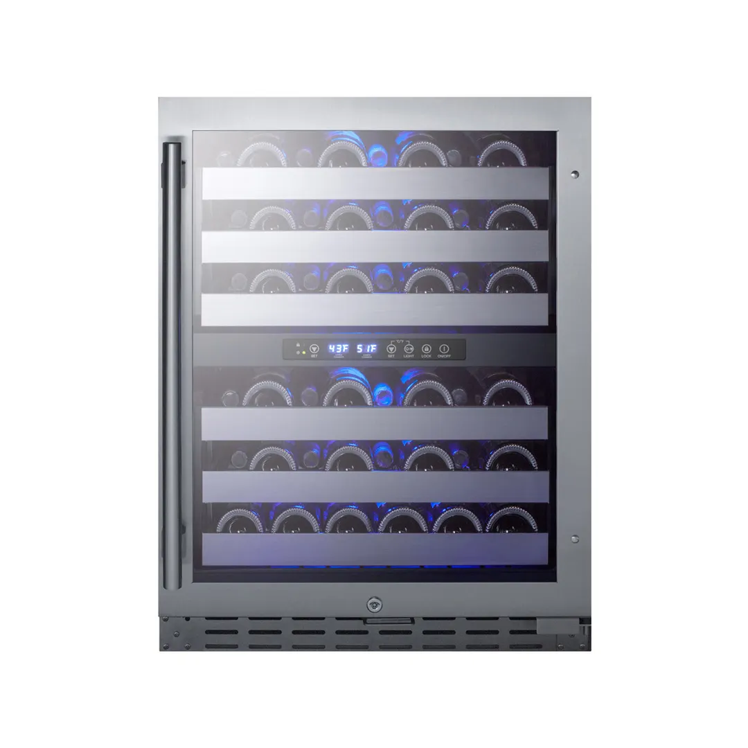 Summit ALWC532CSS 24" Glass Door Wine Refrigerator, Dual Temperature, 46 Bottles