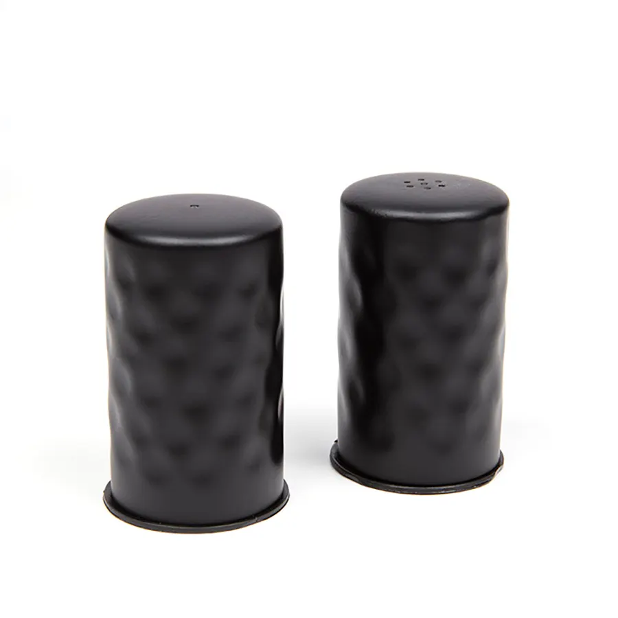 American Metalcraft BHSP2 Salt & Pepper Set, 2 oz, 1-3/4" Dia × 2-3/4" H, Hammered Black Stainless Steel