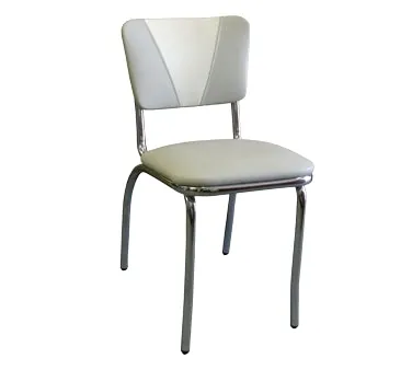 American Tables & Seating 22-VN Indoor Side Chair with Plain V Back and Upholstered Seat, Chrome Frame