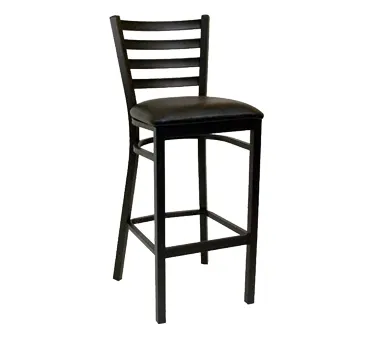 American Tables & Seating 77-BS Black Powder Coated Ladder Back and Metal Bar stool