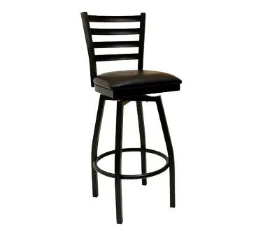 American Tables & Seating 77-BSS Swivel Bar Stool with Ladder Back and Black Powder Coat 
