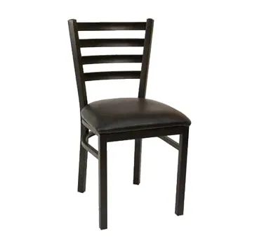 American Tables & Seating 77 BVS Indoor Side Chair with Ladder Back and Upholstered Seat, Metal Frame
