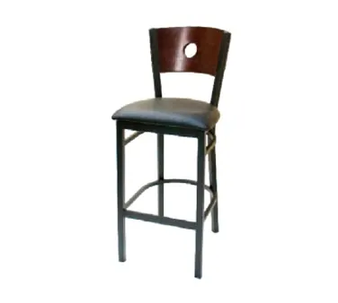 American Tables & Seating 77A-BS  Black Powder Coated Wood Back and Metal Bar stool