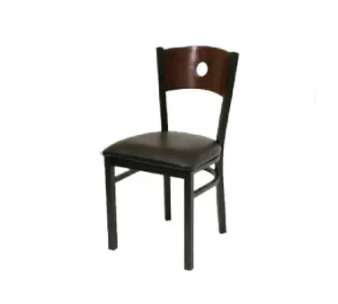 American Tables & Seating 77A Indoor Side Chair with Wood Back and Upholstered Seat, Metal Frame