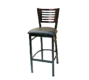 American Tables & Seating 77E-BS  Black Powder Coated Wood Back and Metal Bar stool