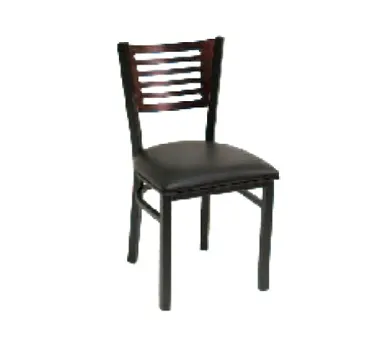 American Tables & Seating 77E Indoor Side Chair with Wood Back and Upholstered Seat, Metal Frame