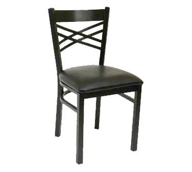 American Tables & Seating 78 BVS Indoor Side Chair with Crisscross Back and Upholstered Seat, Metal Frame