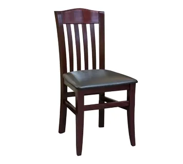 American Tables & Seating 830 Indoor Side Chair with Slat Back and Upholstered Seat, Beech Wood Frame