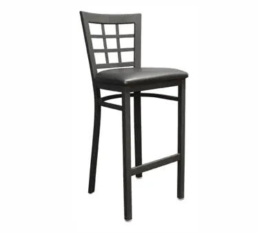 American Tables & Seating 85-BS Bar Stool with Grid Nine Back and Black Powder Coat finish