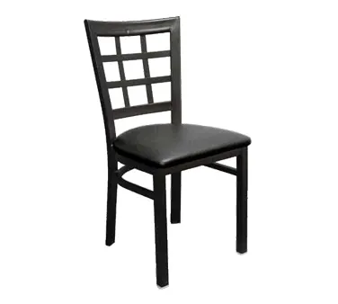American Tables & Seating 85 BVS Metal Indoor Side Chair w/ 9 Grid Back and Upholstered Seat