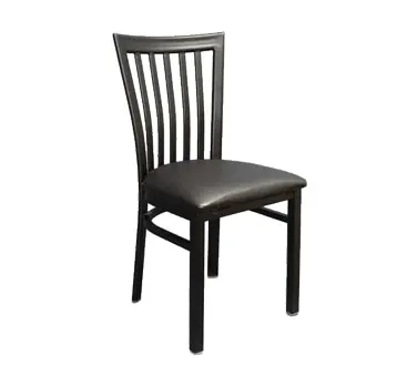 American Tables & Seating 87 BVS Indoor Side Chair with Slat Back and Upholstered Seat, Metal Frame