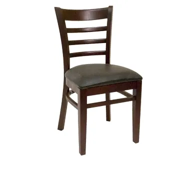 American Tables & Seating 880 Indoor Side Chair with Flared Ladder Back and Upholstered Seat, Beech Frame