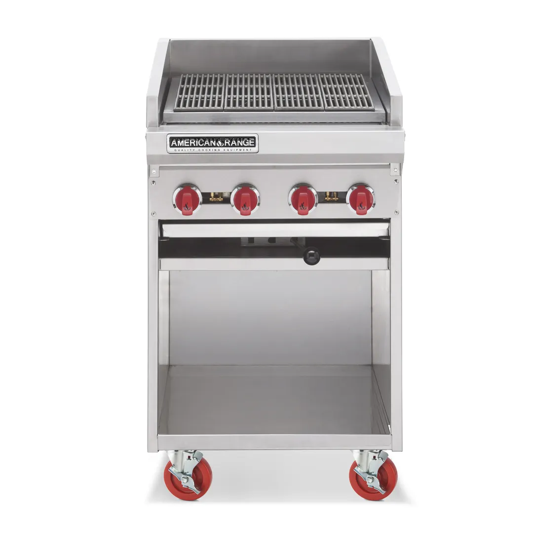 American Range ADJF-24 24" Floor Model Gas Radiant Charbroiler w/ (4) Burners, 80.000 BTU