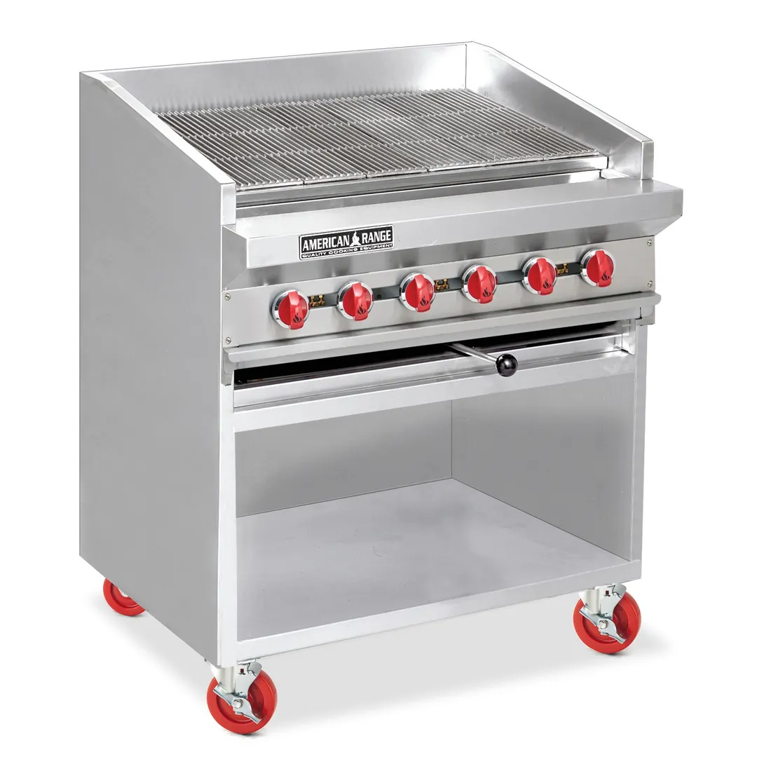 American Range ADJF-60 60" Floor Model Gas Radiant Charbroiler w/ (10) Burners, 200.000 BTU