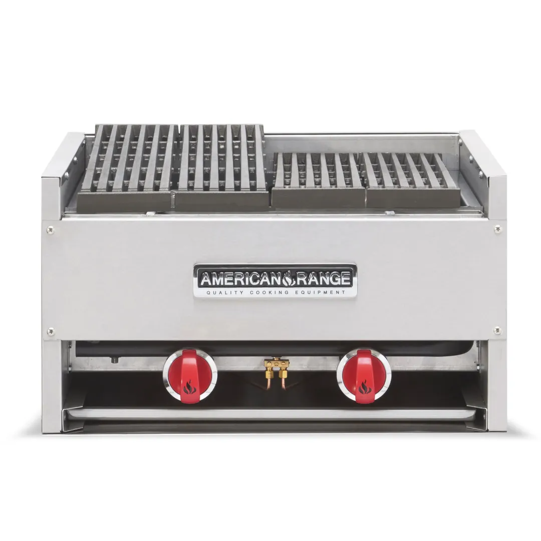 American Range AECB-24 24" Countertop Gas Lava Rock Charbroiler w/ (2) Burners, 70.000 BTU